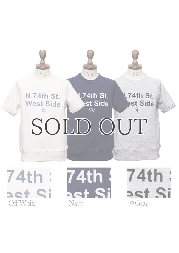 画像18: ソフトエアー裏毛"N.74th St. West Side"プリントラグラン半袖スウェットシャツ【MADE IN JAPAN】『日本製』/ Upscape Audience (18)