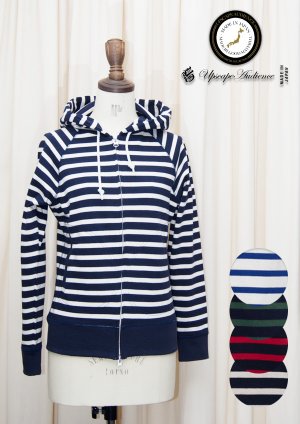 画像: 【RE PRICE / 価格改定】BSQボーダー長袖ジップパーカー [Lady's]【MADE IN JAPAN】『日本製』/ Upscape Audience