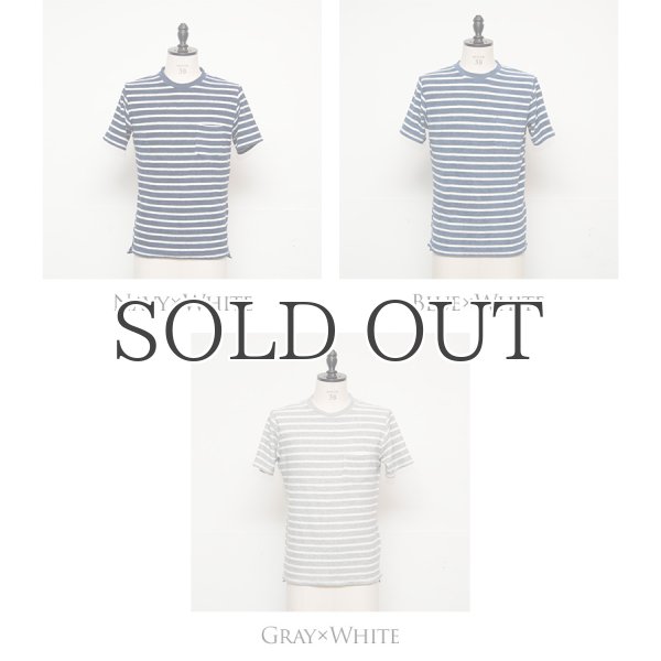 画像5: イズミールコットンパイルボーダークルーネックポケ付半袖スウェット [Lady's]【MADE IN JAPAN】『日本製』/ Upscape Audience (5)