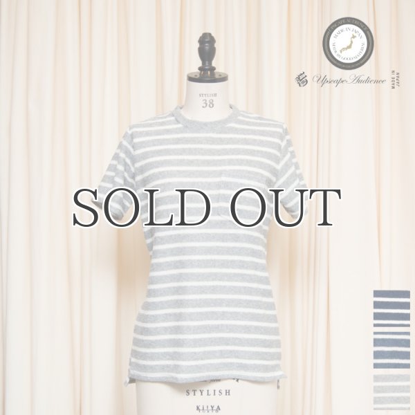 画像1: イズミールコットンパイルボーダークルーネックポケ付半袖スウェット [Lady's]【MADE IN JAPAN】『日本製』/ Upscape Audience (1)