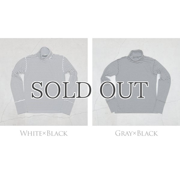 画像13: 高密度シルケットボーダープロテクトボッシュタートルネック長袖カットソー【MADE IN JAPAN】『日本製』/ Upscape Audience (13)