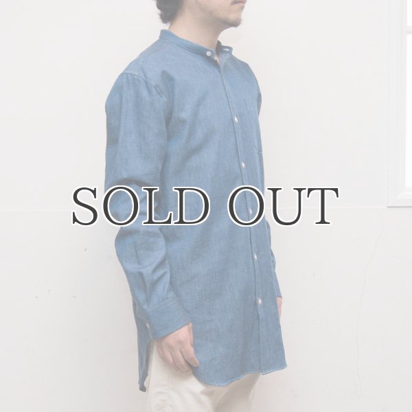 画像15: 麻混デニムオーバーサイズバンドカラーL/Sシャツ【MADE IN JAPAN】『日本製』 / Upscape Audience (15)