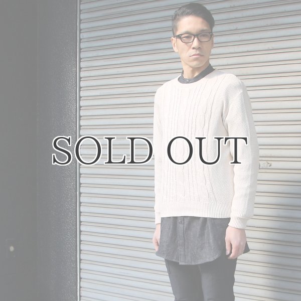 画像3: ケーブル×鹿の子クルーネックコットンニット【MADE IN JAPAN】『日本製』/ Upscape Audience (3)