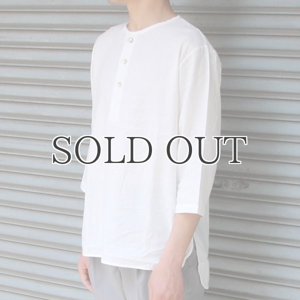 画像9: 綿麻ツイル ノーカラープルオーバーコンチョボタン 7分袖 オーバーサイズシャツ【MADE IN JAPAN】『日本製』/ Upscape Audience (9)