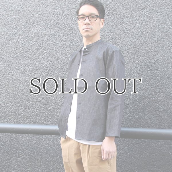 画像14: 麻混デニムマオカラー９分袖 ライト_Jacket【MADE IN JAPAN】『日本製』/ Upscape Audience (14)