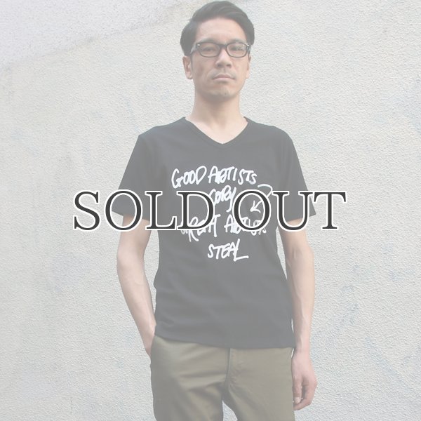 画像11: ラフィー天竺"GOOD ARTISTS..."プリントポケット付きVネックT【MADE IN JAPAN】『日本製』/ Upscape Audience (11)