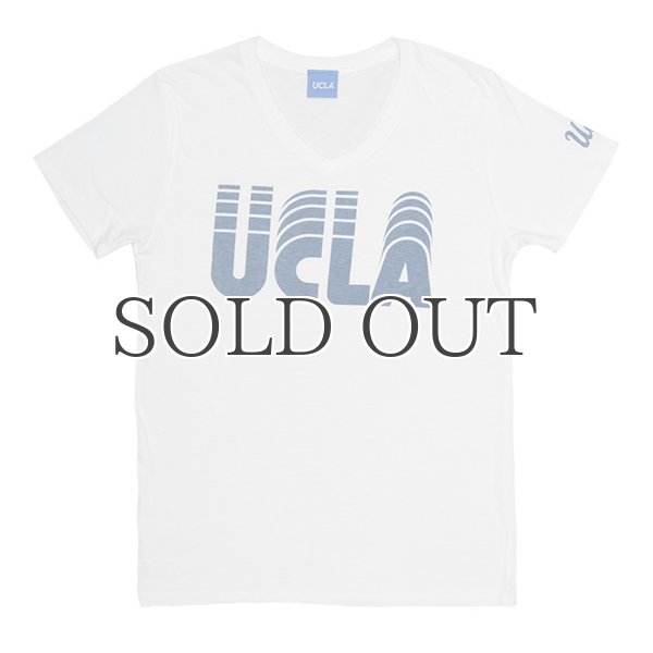 画像4:  UCLA"UCLA"ロゴ三素材混カレッジプリント半袖VネックTシャツ / Audience (4)