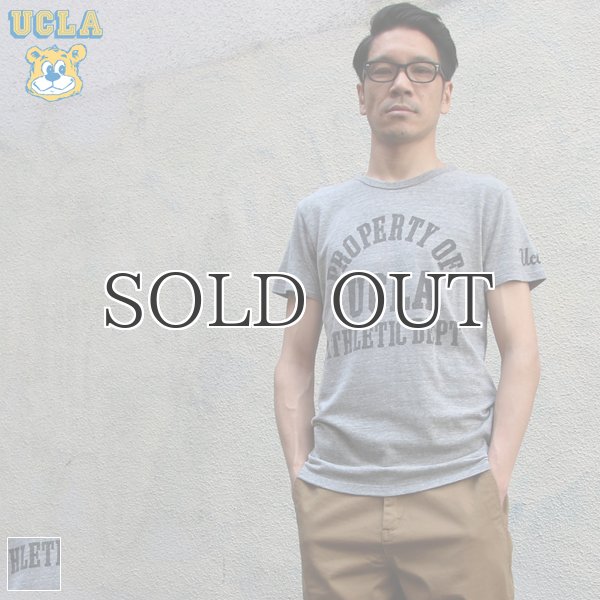 画像1: UCLA"PROPERTY OF UCLA ATHLETIC DEPT"三素材混カレッジプリント半袖クルーネックTシャツ / Audience (1)