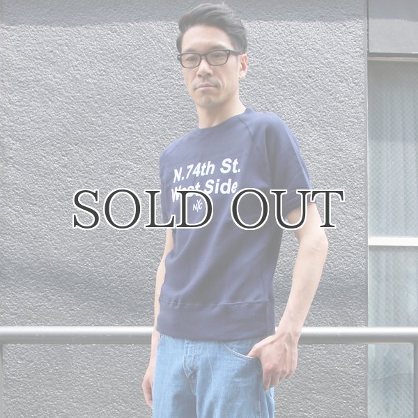 画像12: ソフトエアー裏毛"N.74th St. West Side"プリントラグラン半袖スウェットシャツ【MADE IN JAPAN】『日本製』/ Upscape Audience (12)