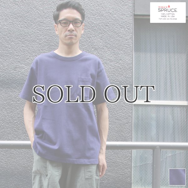 画像1: 胸ポケットクルーネック半袖カットソー / mayoSPRUCE (1)