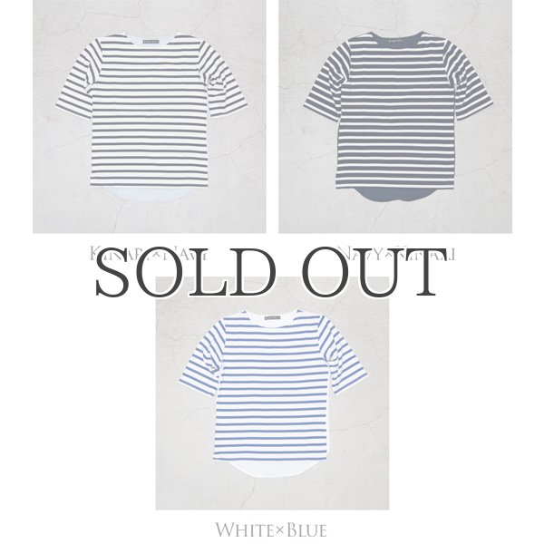 画像4: BSQ度詰天竺×タイプライターボートネック ハーフスリーブカットソー【MADE IN JAPAN】『日本製』/ Upscape Audience (4)