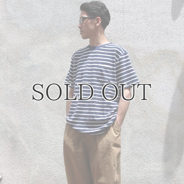 画像3: イズミールコットンパイルボーダークルーネックポケ付半袖スウェット【MADE IN JAPAN】『日本製』/ Upscape Audience (3)