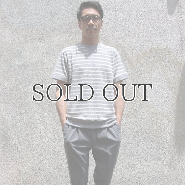 画像3: イズミールコットンパイルボーダーガゼットクルーネック半袖スウェット【MADE IN JAPAN】『日本製』/ Upscape Audience (3)