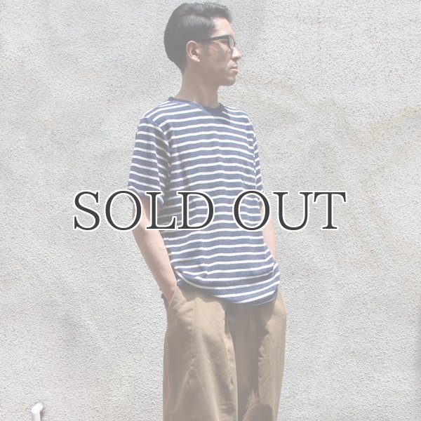 画像4: イズミールコットンパイルボーダークルーネックポケ付半袖スウェット【MADE IN JAPAN】『日本製』/ Upscape Audience (4)