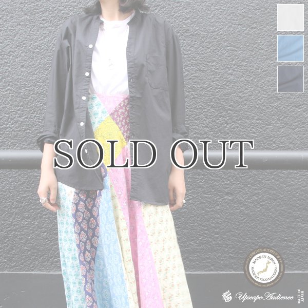 画像1: タイプライターVネックバンドカラー長袖_Shirts【MADE IN JAPAN】『日本製』/ Upscape Audience (1)