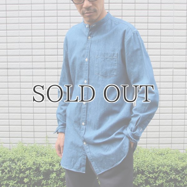 画像9: 麻混デニムオーバーサイズバンドカラーL/Sシャツ【MADE IN JAPAN】『日本製』 / Upscape Audience (9)
