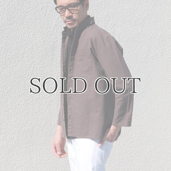 画像4: ソフトリネンコットンキャンバス スタンドスモールカラー9/S シャツジャケット【MADE IN JAPAN】『日本製』/ Upscape Audience (4)