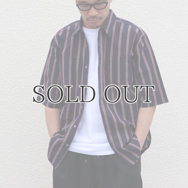 画像10: タイプライターレジメンタルストライプ ルーズフィット  裏前立て レギュラーカラー ハーフスリーブシャツ 【MADE IN JAPAN】『日本製』/ Upscape Audience (10)
