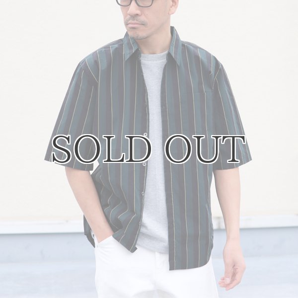 画像13: タイプライターレジメンタルストライプ ルーズフィット  裏前立て レギュラーカラー ハーフスリーブシャツ 【MADE IN JAPAN】『日本製』/ Upscape Audience (13)