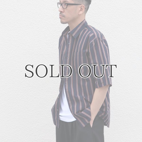 画像9: タイプライターレジメンタルストライプ ルーズフィット  裏前立て レギュラーカラー ハーフスリーブシャツ 【MADE IN JAPAN】『日本製』/ Upscape Audience (9)