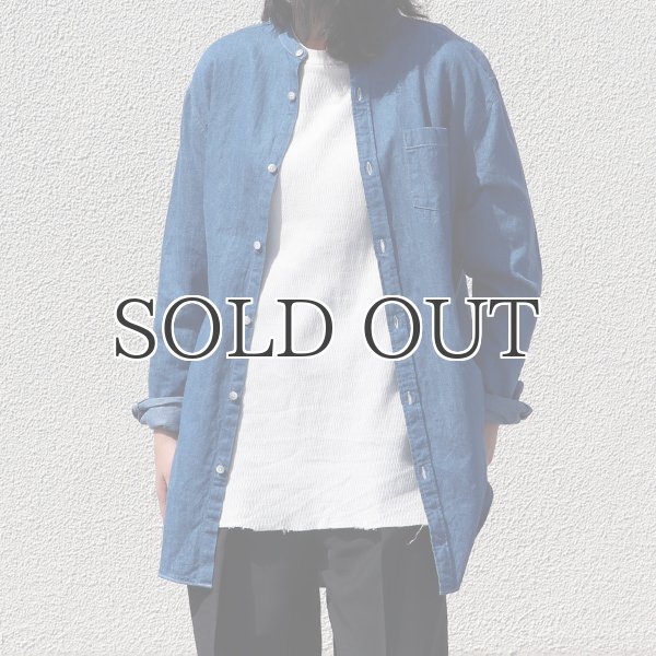 画像3: 麻混デニムオーバーサイズバンドカラーL/Sシャツ【MADE IN JAPAN】『日本製』 / Upscape Audience (3)