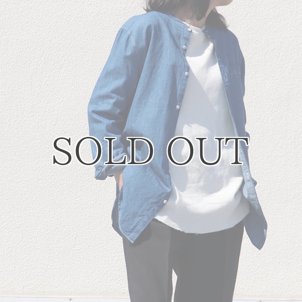 画像8: 麻混デニムオーバーサイズバンドカラーL/Sシャツ【MADE IN JAPAN】『日本製』 / Upscape Audience (8)