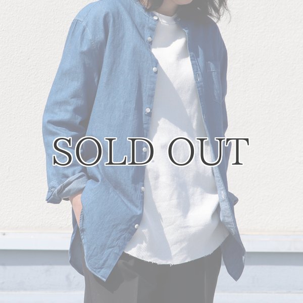 画像5: 麻混デニムオーバーサイズバンドカラーL/Sシャツ【MADE IN JAPAN】『日本製』 / Upscape Audience (5)