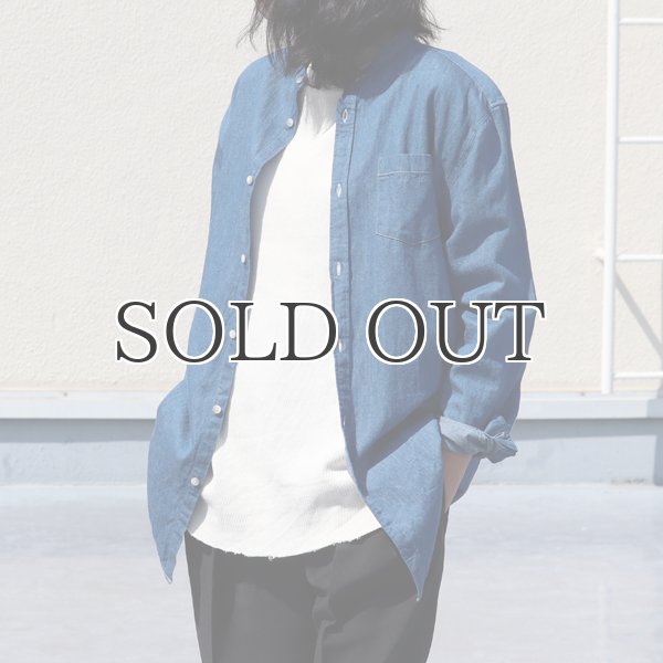 画像4: 麻混デニムオーバーサイズバンドカラーL/Sシャツ【MADE IN JAPAN】『日本製』 / Upscape Audience (4)