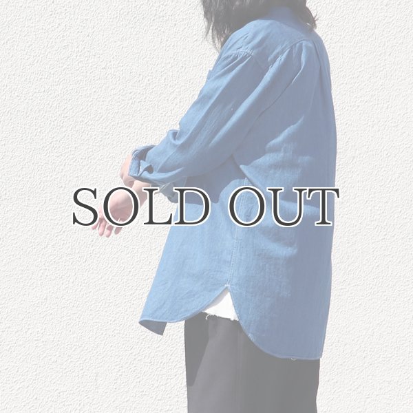 画像6: 麻混デニムオーバーサイズバンドカラーL/Sシャツ【MADE IN JAPAN】『日本製』 / Upscape Audience (6)