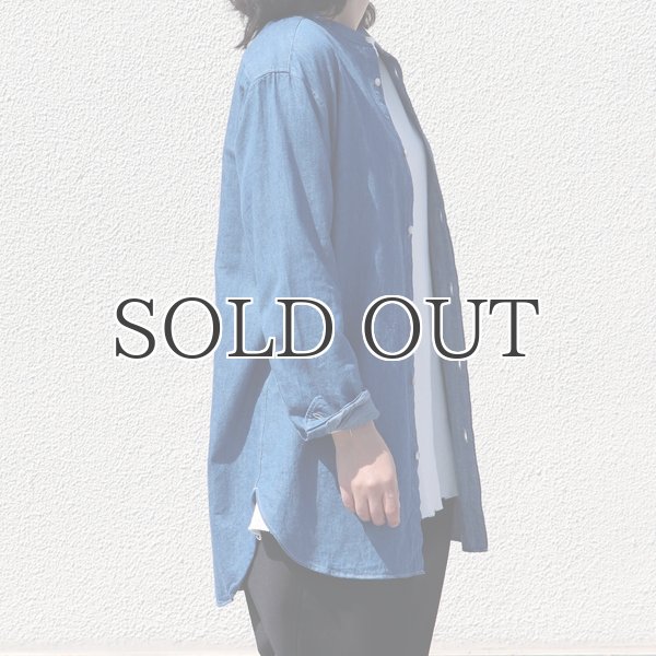 画像9: 麻混デニムオーバーサイズバンドカラーL/Sシャツ【MADE IN JAPAN】『日本製』 / Upscape Audience (9)