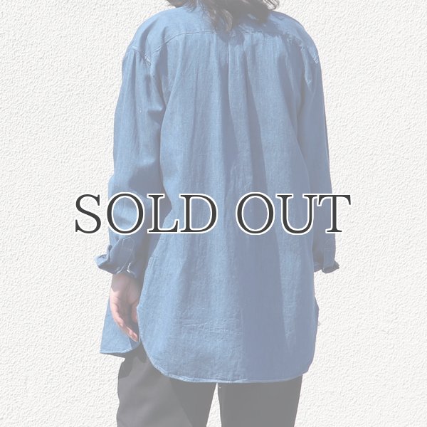 画像7: 麻混デニムオーバーサイズバンドカラーL/Sシャツ【MADE IN JAPAN】『日本製』 / Upscape Audience (7)