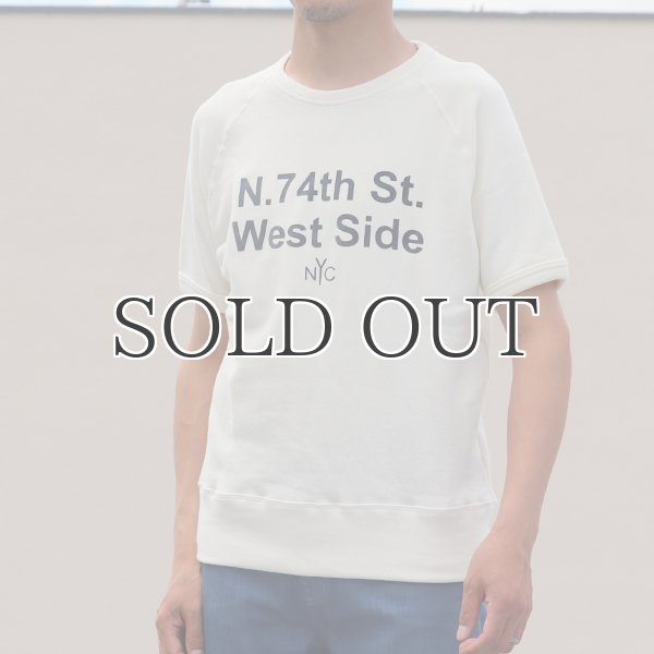 画像9: ソフトエアー裏毛"N.74th St. West Side"プリントラグラン半袖スウェットシャツ【MADE IN JAPAN】『日本製』/ Upscape Audience (9)