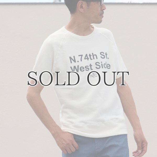 画像8: ソフトエアー裏毛"N.74th St. West Side"プリントラグラン半袖スウェットシャツ【MADE IN JAPAN】『日本製』/ Upscape Audience (8)