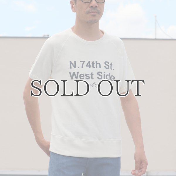 画像10: ソフトエアー裏毛"N.74th St. West Side"プリントラグラン半袖スウェットシャツ【MADE IN JAPAN】『日本製』/ Upscape Audience (10)