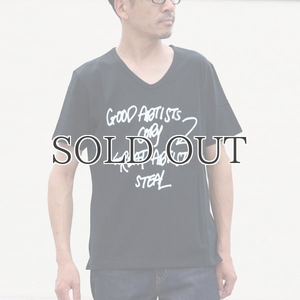 画像8: ラフィー天竺"GOOD ARTISTS..."プリントポケット付きVネックT【MADE IN JAPAN】『日本製』/ Upscape Audience (8)