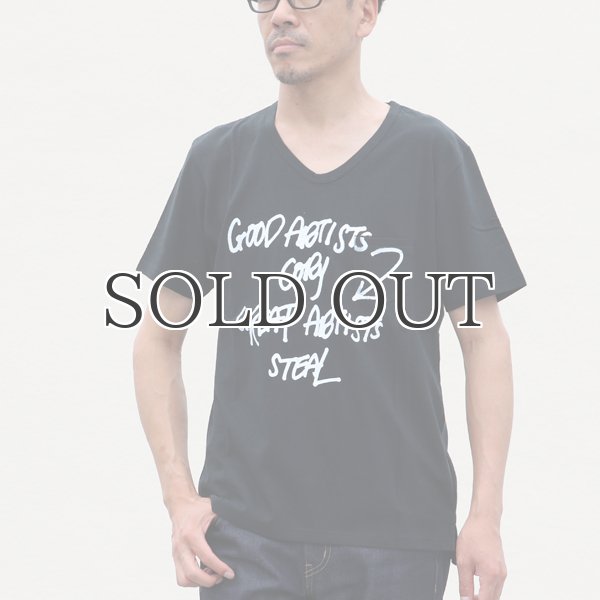 画像7: ラフィー天竺"GOOD ARTISTS..."プリントポケット付きVネックT【MADE IN JAPAN】『日本製』/ Upscape Audience (7)