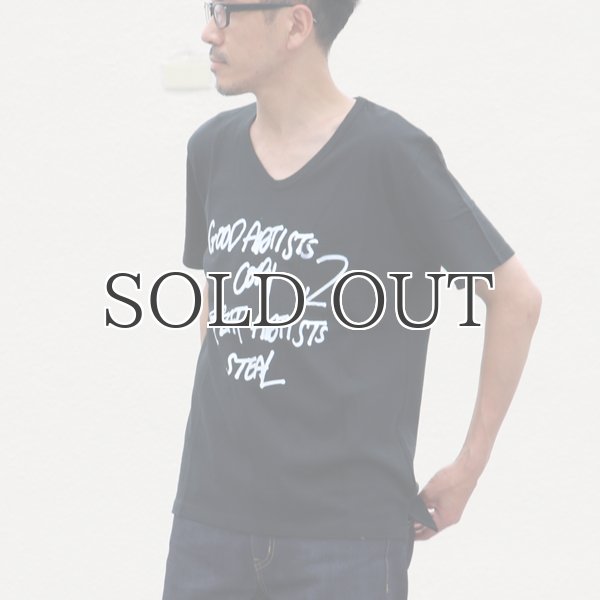 画像6: ラフィー天竺"GOOD ARTISTS..."プリントポケット付きVネックT【MADE IN JAPAN】『日本製』/ Upscape Audience (6)