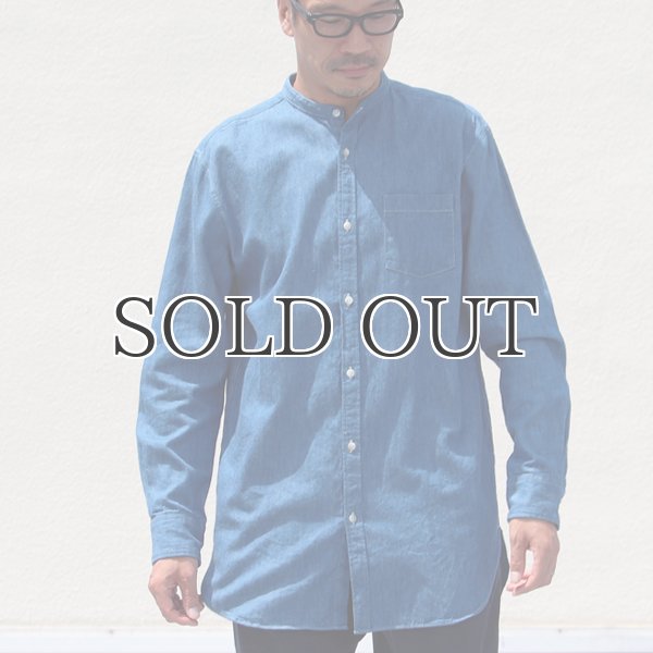 画像3: 麻混デニムオーバーサイズバンドカラーL/Sシャツ【MADE IN JAPAN】『日本製』 / Upscape Audience (3)