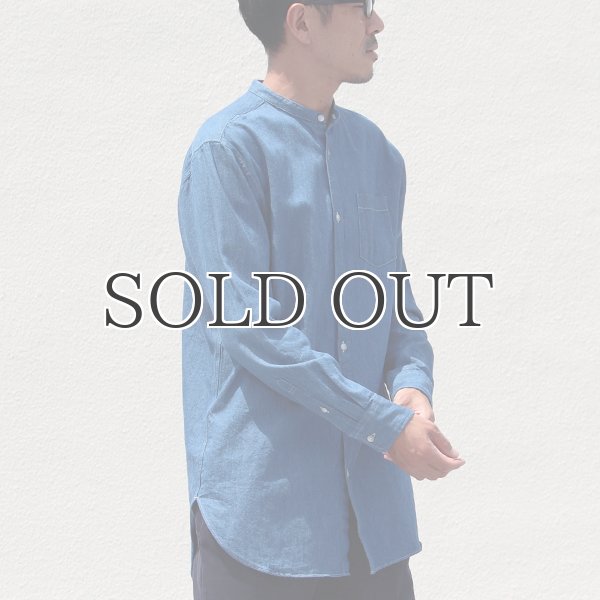 画像5: 麻混デニムオーバーサイズバンドカラーL/Sシャツ【MADE IN JAPAN】『日本製』 / Upscape Audience (5)