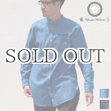 画像: 麻混デニムオーバーサイズバンドカラーL/Sシャツ【MADE IN JAPAN】『日本製』 / Upscape Audience