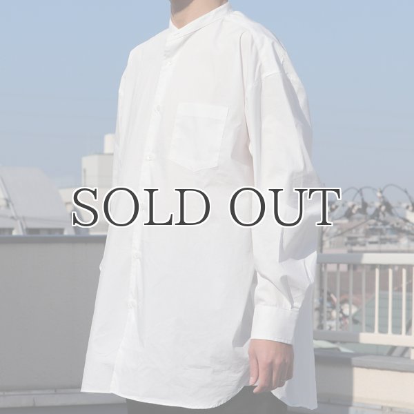 画像15: 70/30クロス ストレッチタイプライター バンドカラー L/S ボクシーシャツ【MADE IN JAPAN】『日本製』/ Upscape Audience (15)