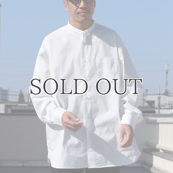 画像4: 70/30クロス ストレッチタイプライター バンドカラー L/S ボクシーシャツ【MADE IN JAPAN】『日本製』/ Upscape Audience (4)