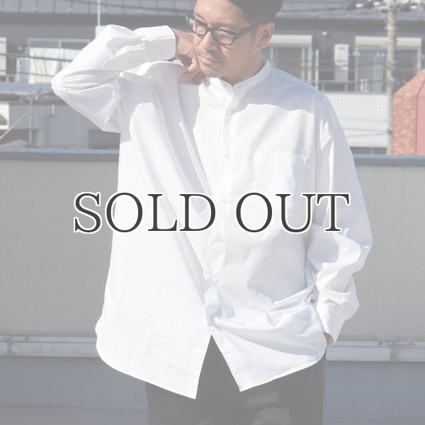 画像7: 70/30クロス ストレッチタイプライター バンドカラー L/S ボクシーシャツ【MADE IN JAPAN】『日本製』/ Upscape Audience (7)