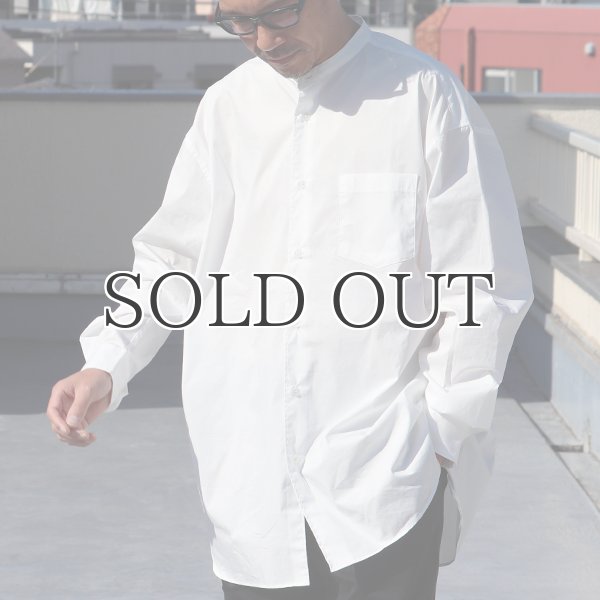 画像8: 70/30クロス ストレッチタイプライター バンドカラー L/S ボクシーシャツ【MADE IN JAPAN】『日本製』/ Upscape Audience (8)