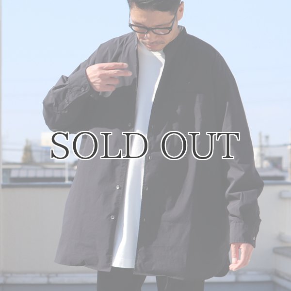 画像3: 70/30クロス ストレッチタイプライター バンドカラー L/S ボクシーシャツ【MADE IN JAPAN】『日本製』/ Upscape Audience (3)