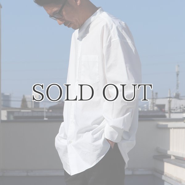 画像5: 70/30クロス ストレッチタイプライター バンドカラー L/S ボクシーシャツ【MADE IN JAPAN】『日本製』/ Upscape Audience (5)