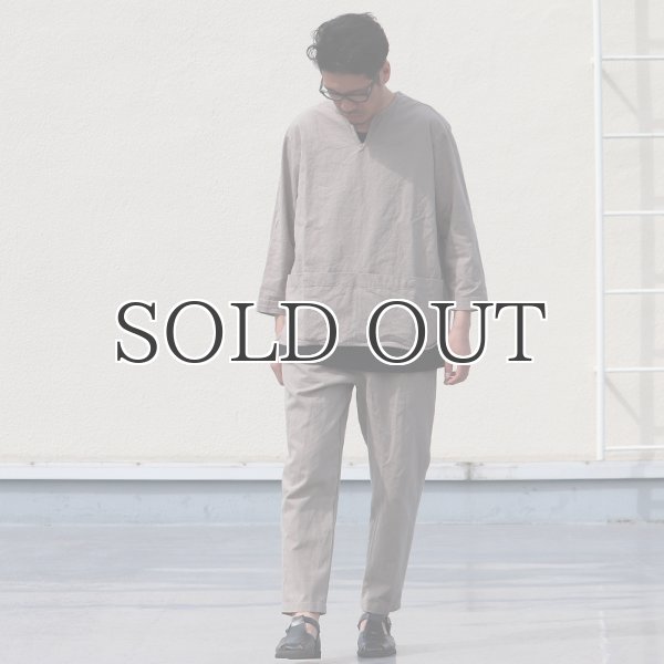 画像11: 綿麻ビンテージソフトキャンバス スリーピング キーネック プルオーバーシャツ【MADE IN JAPAN】『日本製』 / Upscape Audience (11)