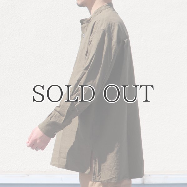 画像12: 馬布ヴィンテージフィニッシュバンドカラースクエアロングシャツ【MADE IN JAPAN】『日本製』/ Upscape Audience (12)