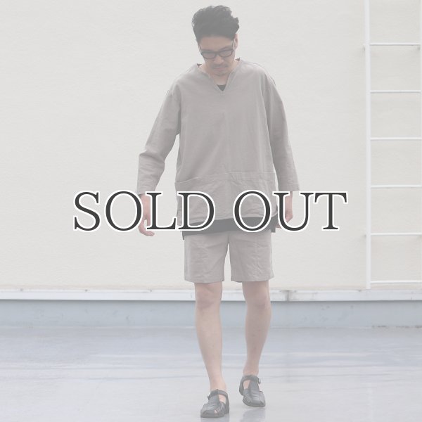 画像4: 綿麻ビンテージソフトキャンバス スリーピング キーネック プルオーバーシャツ【MADE IN JAPAN】『日本製』 / Upscape Audience (4)