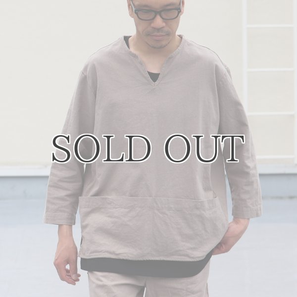 画像3: 綿麻ビンテージソフトキャンバス スリーピング キーネック プルオーバーシャツ【MADE IN JAPAN】『日本製』 / Upscape Audience (3)